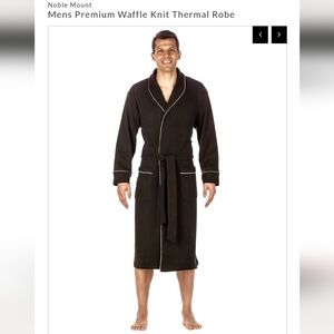 Noble Mount NWT Mens Waffle Knit Robe Black S/M